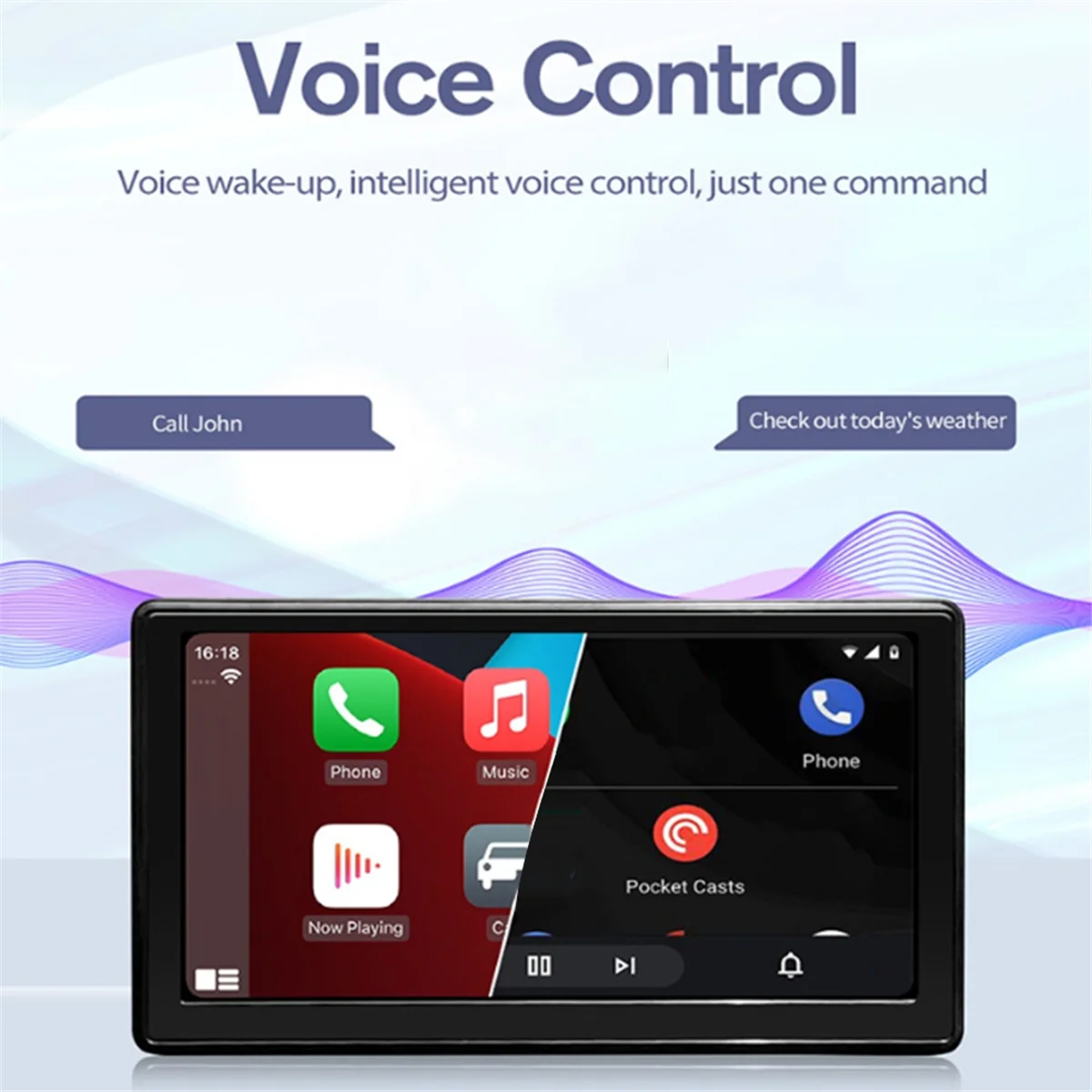 T45C_7-дюймовый портативный беспроводной Carplay Android Auto автомобильный радиоприемник MP5 видеоплеер автомобильная стерео FM автомобильное обратное изображение