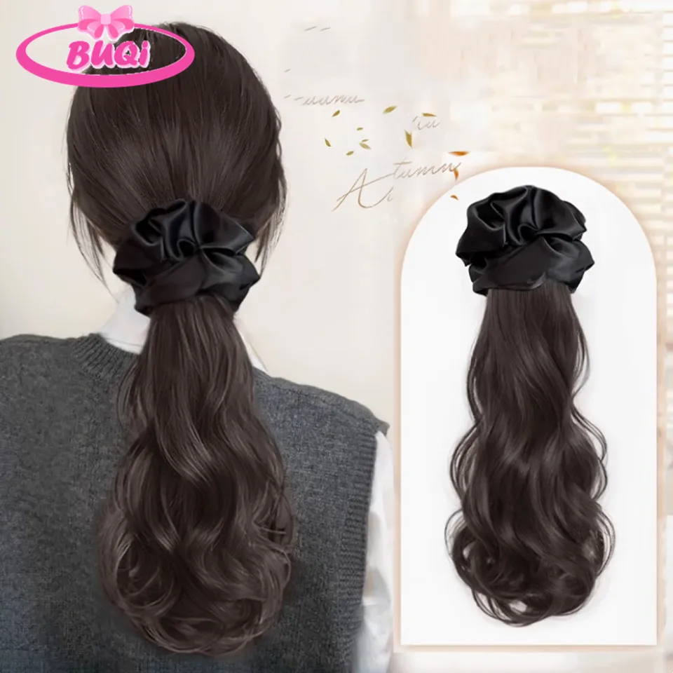 Synthetic Wig Braid Women's Grab Clip Style Headband Lazy Layered Curly Ponytail Simulation Hair Low Tie Natural Fake Ponytail