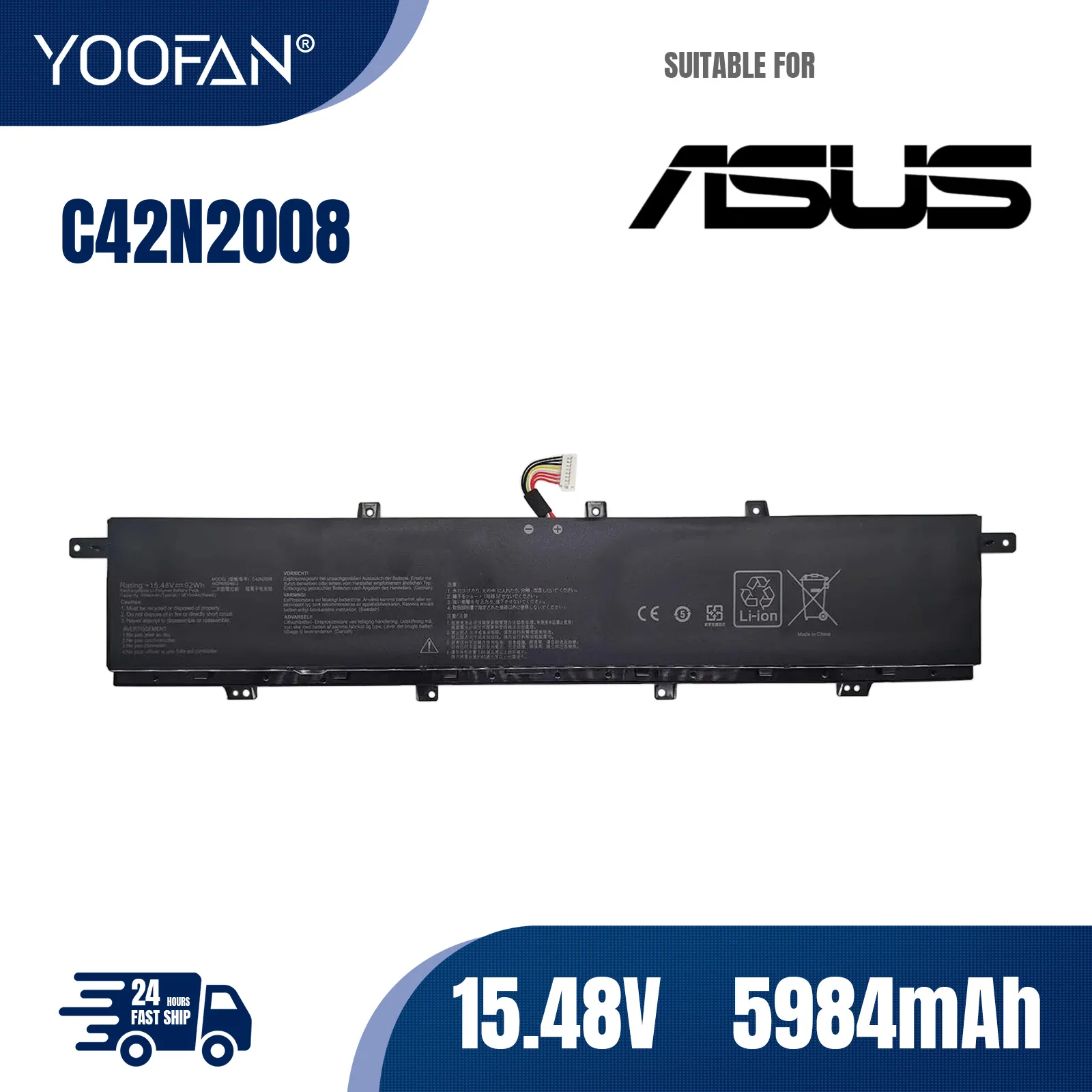 YOOFAN Batería de ordenador portátil C42N2008 para ASUS ZenBook Pro Duo 15 OLED UX582 UX582LR Series XS74T UX582LR-H2002TS