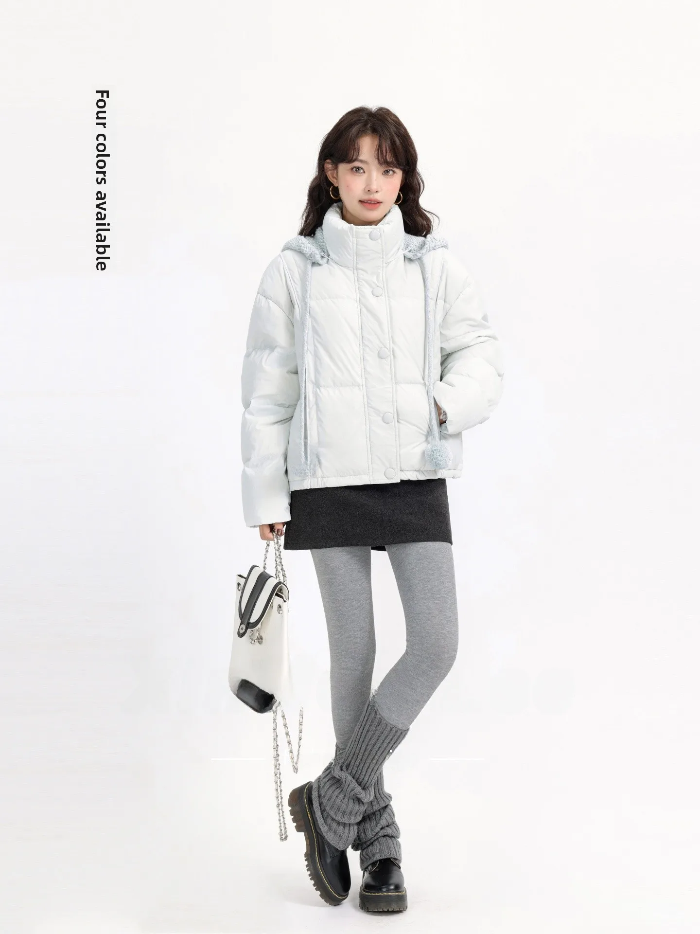 

Легкий вязаный топ-пуховик в Корейском стиле с воротником-стойкой, съемный приманка для женщин со съемным прикольным хлебом