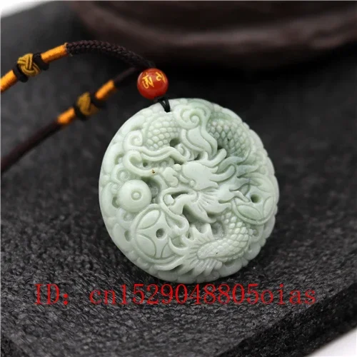 Natural White Green Chinese Jade Dragon Pendant Necklace Fashion Charm Jewellery Accessories Carved Amulet Gifts for Women Men