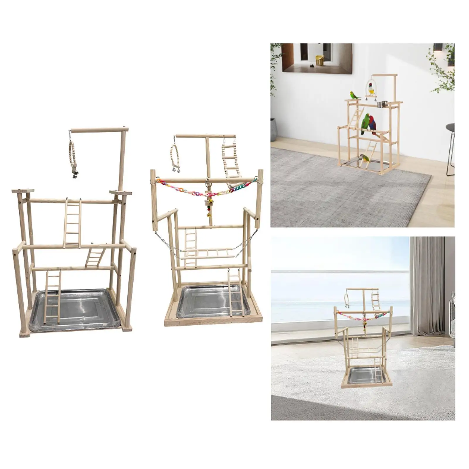 Parrot Playground Exercise Activity Center Cage Accessories Bird Gym Wood Perch Stand for Budgie Macaws Lovebird Finch Parakeet