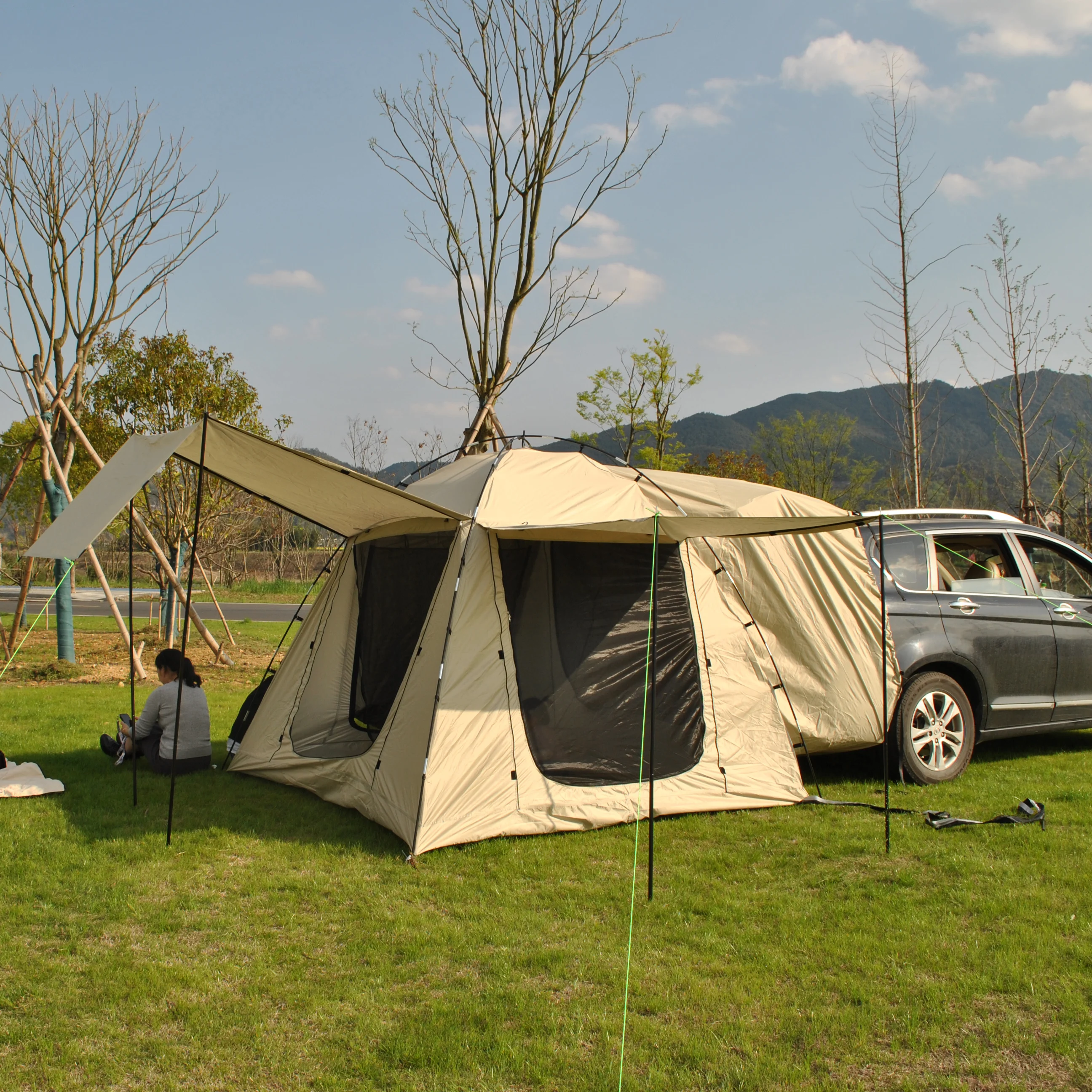 Imagem -05 - Tenda Traseira do Carro com Toldo Grande Traseira Tendas com Piso Pessoa Família Camping Pu4000 Tecido Impermeável