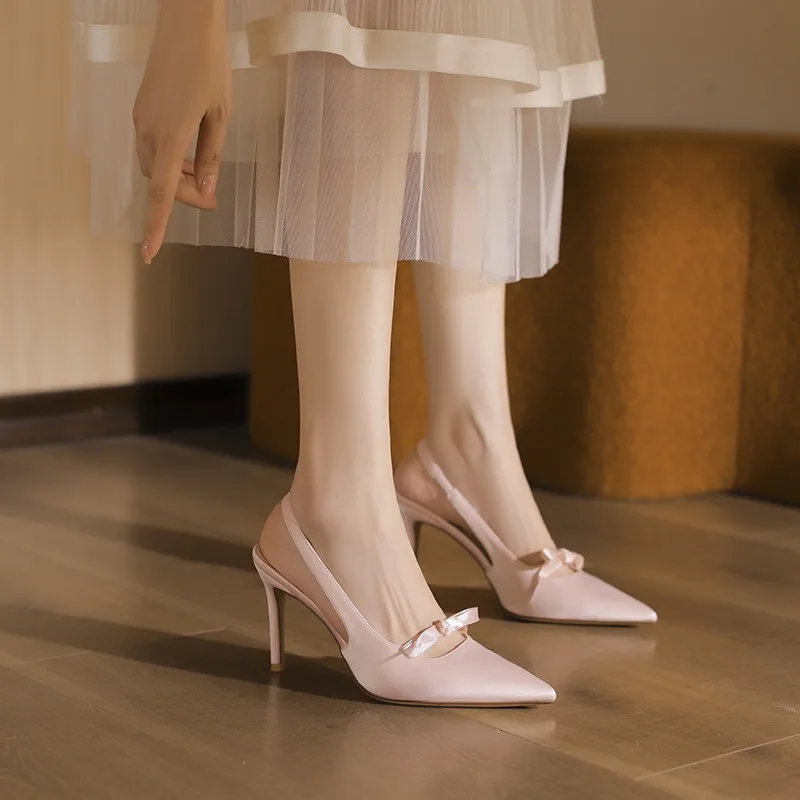 

2026 New Women Shoes French Style Pointed Tip High Heeled Sandals for Woman Elegant Wedding Shoes Designer Shoes Sandalias Mujer