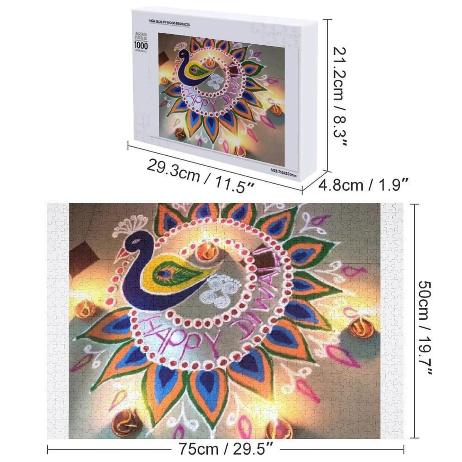 Puzzle Peacock Rangoli personalizzato con foto Personalizza puzzle di accessori Diorama