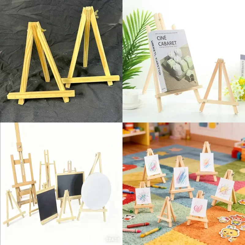 18x24cm Trapezoidal Triangle Oil Painting on Canvas Artwork Display Wooden Easel Desktop Mini Easel for Home Decor