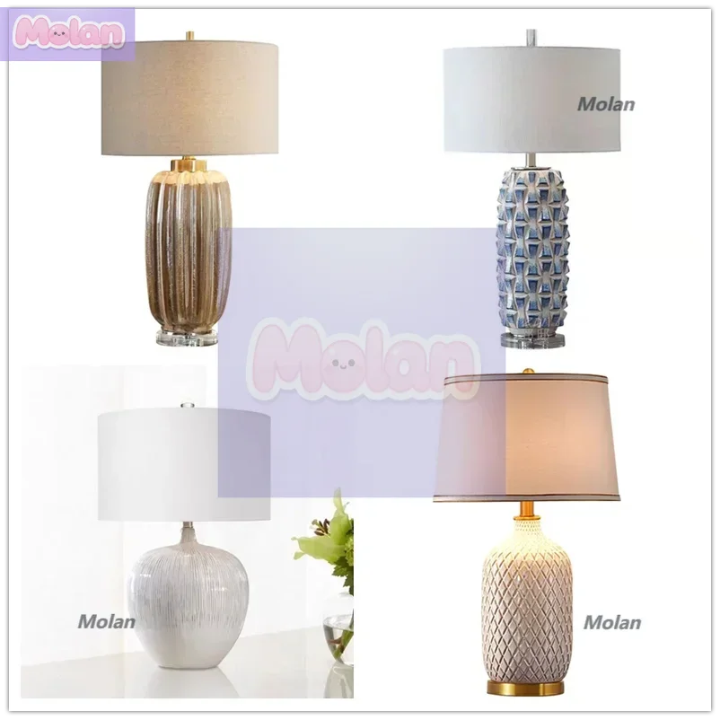 

Light luxury table lamp American modern Italian bedroom bedside lamp designer villa living room ceramic table lamp