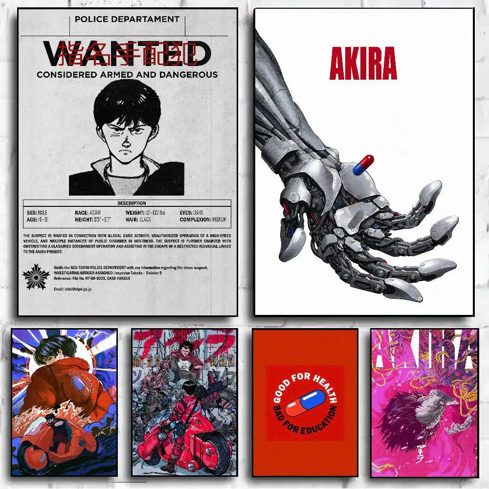 Cool Classic Anime Of The Last Century Fashion  A-AkiraS Poster Self-adhesive Art Paper Sticker Coffee House Bar Room Wall Decor