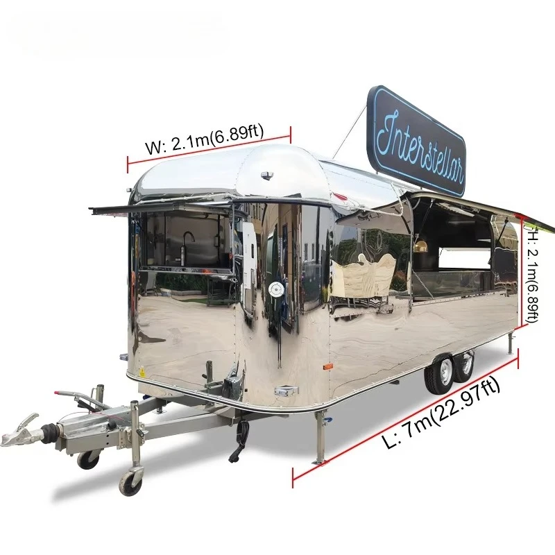 Mobile Pizza Food Truck Fully Equipped Fast Food Restaurant Catering Remorque with Full Kitchen