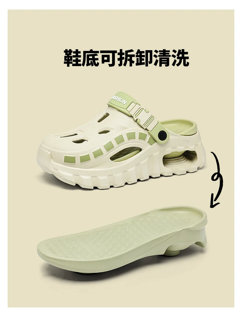 Herren- und Damen-Clogs mit Dicker Sohle, EVA Atmungsaktive Hohle Pantoffeln, Lässige Outdoor-Strand-Garten-Slides, Rutschfeste Plateau-Sandalen – Detail 7