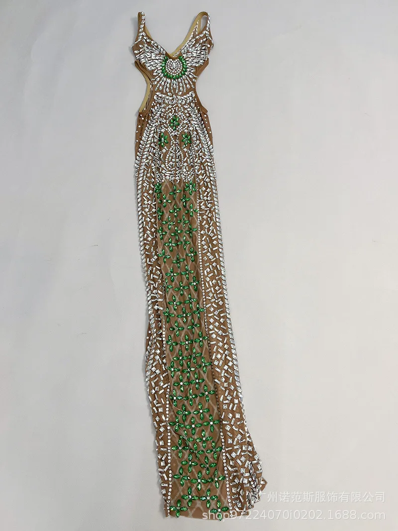 Sexy Jarretel Strass High-end Celebrity Verjaardagsfeestje Licht Luxe Avondjurk Studio Tentoonstellingshal Model Prestaties