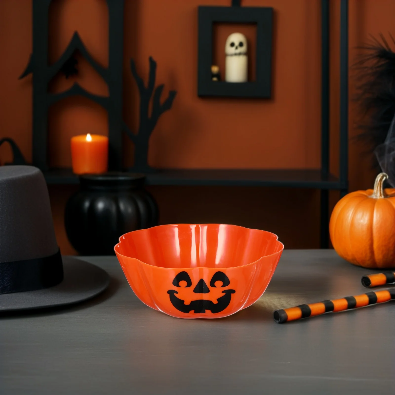 

2pcs Halloween Candy Bowls: Large Capacity Plastic Serving Bowls For Sweets Fruits Halloween Party And Festive Gatherings