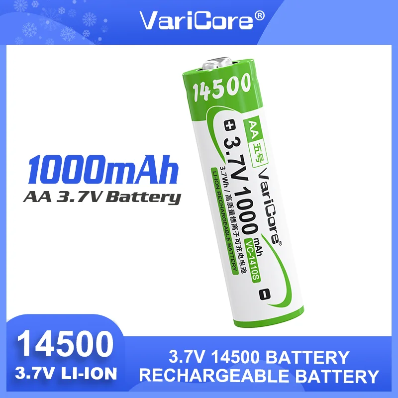 VariCore 3,7 V 1000mAh 14500 1410S con punta batería recargable de iones de litio para multímetro lámpara barredora cámara Digital Control remoto