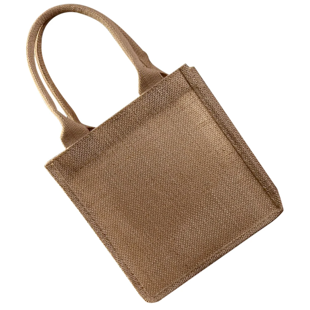 

Environmentally Friendly Shopping Cloth Bag Jute Burlap Tote Handbag 22x15x23cm Reusable Natural Grocery Handle Gift Small