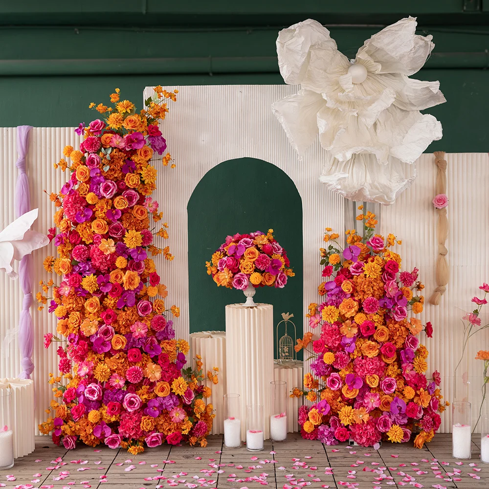 

Украшение для вечеринки, розово-фиолетовые искусственные цветочные композиции для свадебного сцены, декор Hochzeit HY2673