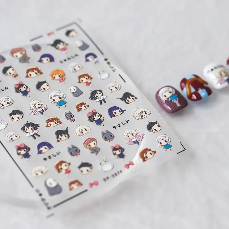 Popular Chibi Kawaii Character Movie Nail Stickers Anime Nails Art Cute Chibi Cartoon Nail Accessories Self Adhesive Nail Decal