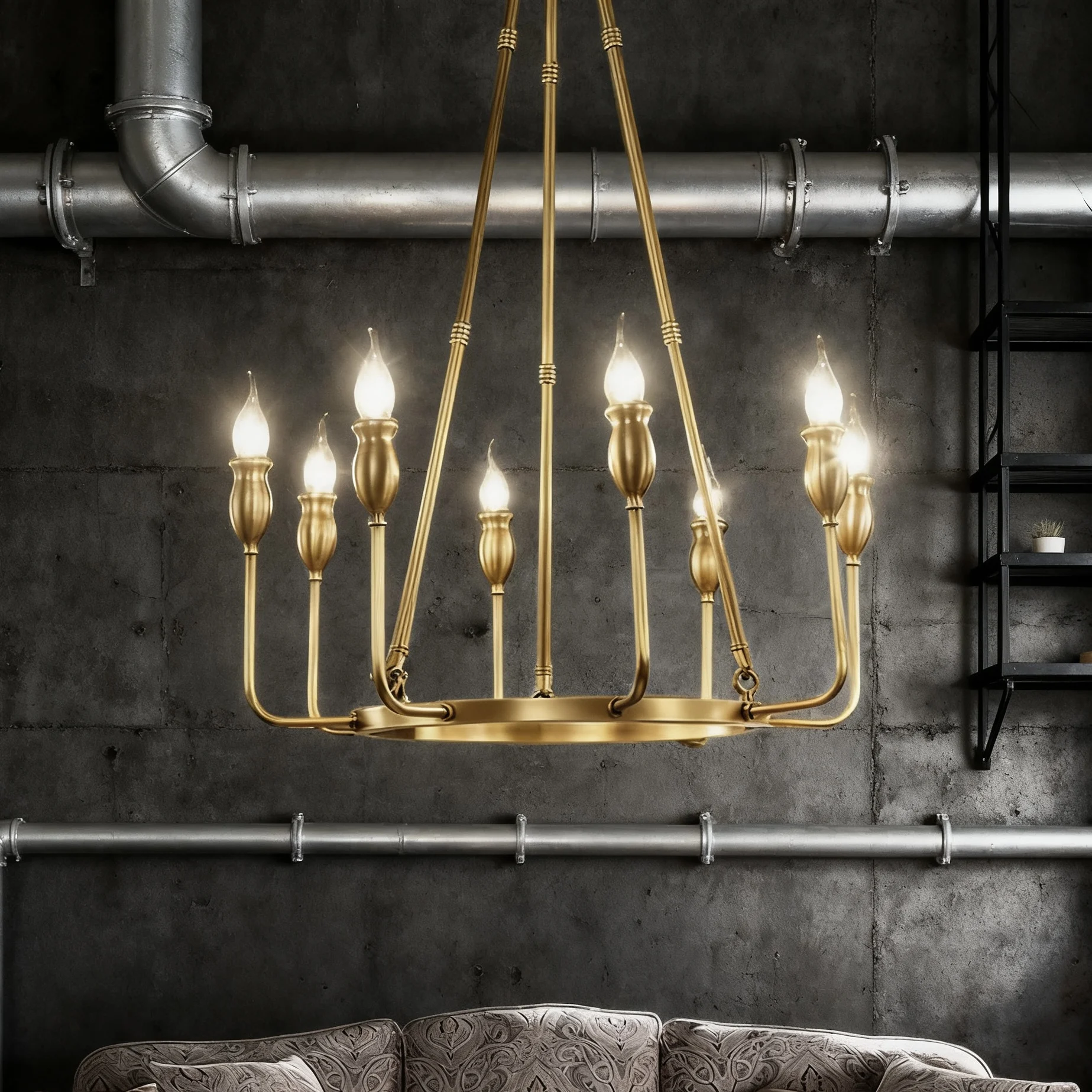 Minimalist French Vintage Romantic Solid Brass Candle Chandelier - American Country Living Room Dining Room Bedroom Decor Light