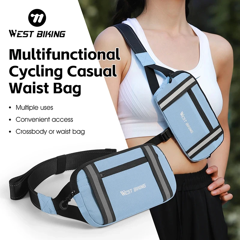 WEST BIKING Multifunctional Sports Cycling Waist Bags Ultralight Adjustable Crossbody Mobile Phone Chest Bag Casual Fitness Bags