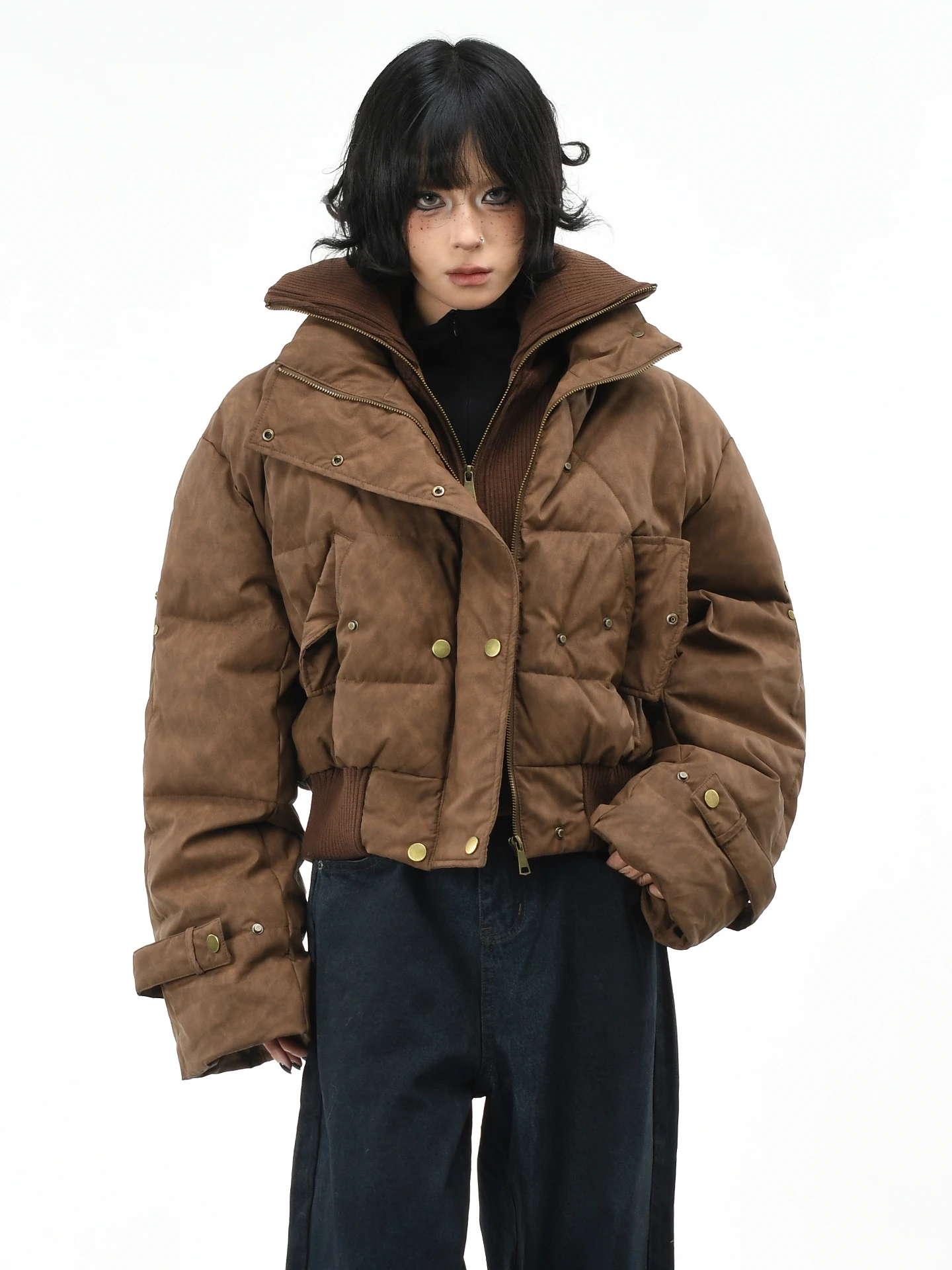 

Оригинальная американская ретро-куртка OV в стиле пэчворк из хлопка для женщин, зимняя теплая хлопковая куртка с завязками на талии, модная