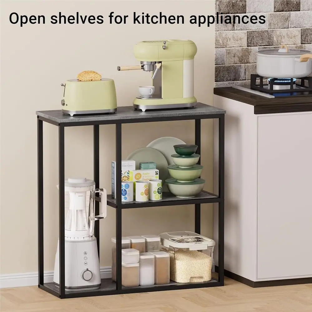 12 Grey 3-Tier Console Table for Narrow Entryways, 31.5 Industrial-Style Living Room Sofa Table