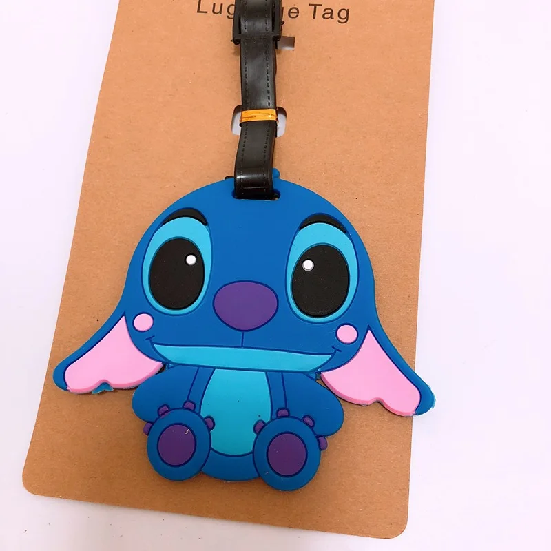 Disney-etiqueta de equipaje de Gel de sílice, Lilo & Stitch accesorios de viaje, soporte para identificación de maleta, etiqueta de embarque portátil