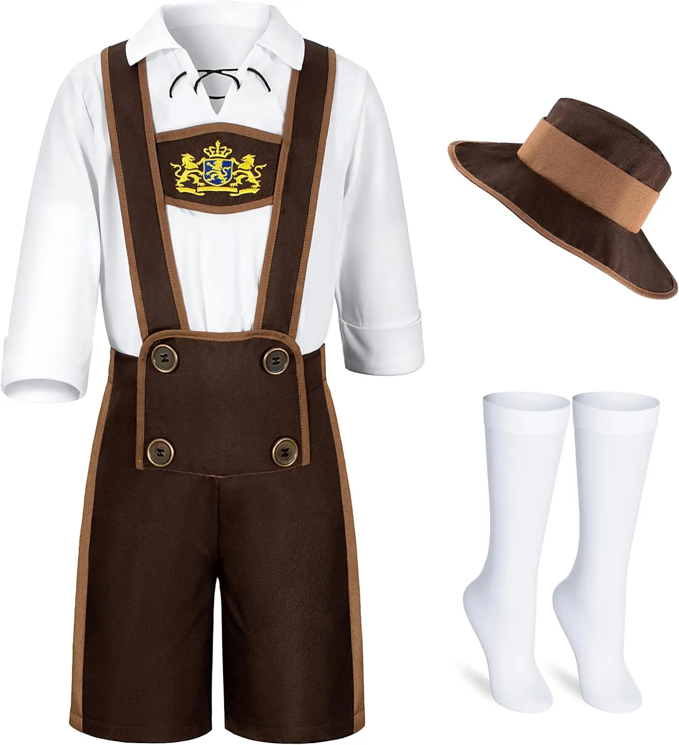 

Kids Oktoberfest Costume Boys Lederhosen Beer Festival Bavarian Party Cosplay 3-13 Years Beer Costume and Hats New