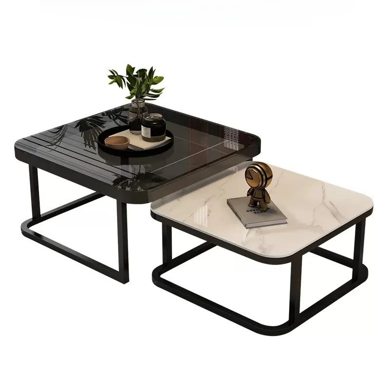 

Modern simple light luxury rock plate coffee table, small apartment living room household Internet celebrity square coffee table