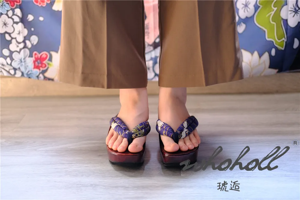 Cosplay Keilsandalen für Damen, japanische Geta Anime Cosplay Schuhe, Holzsohlen-Flip-Flops, japanische Geta Clogs Hausschuhe – Detail 15