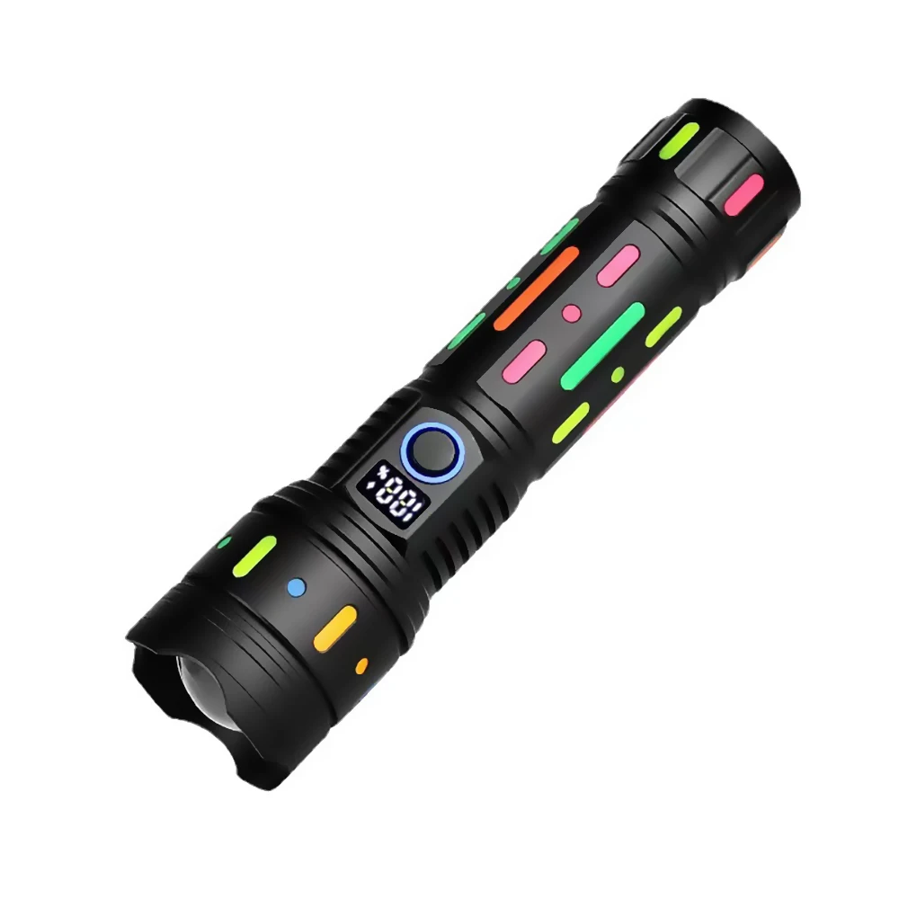 

Super Bright Flashlight With Color Fluorescent Lantern Lamp Long Range High-Power Type-c Charging Tactical Torch Outdoor