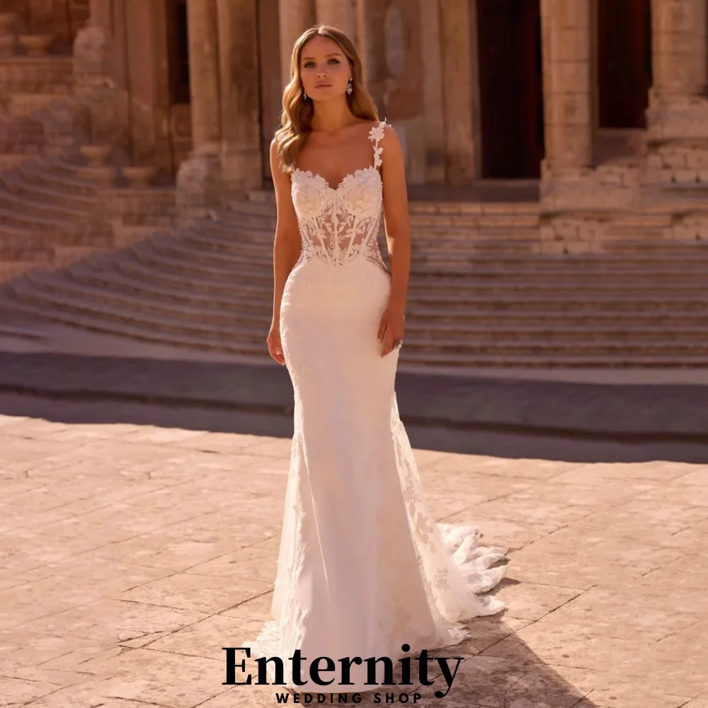 

Customized Button Wedding Dresses Elegant V-neck Sleeveless For Women Charming Lace Applique Bridal Gowns Vestidos De Novia