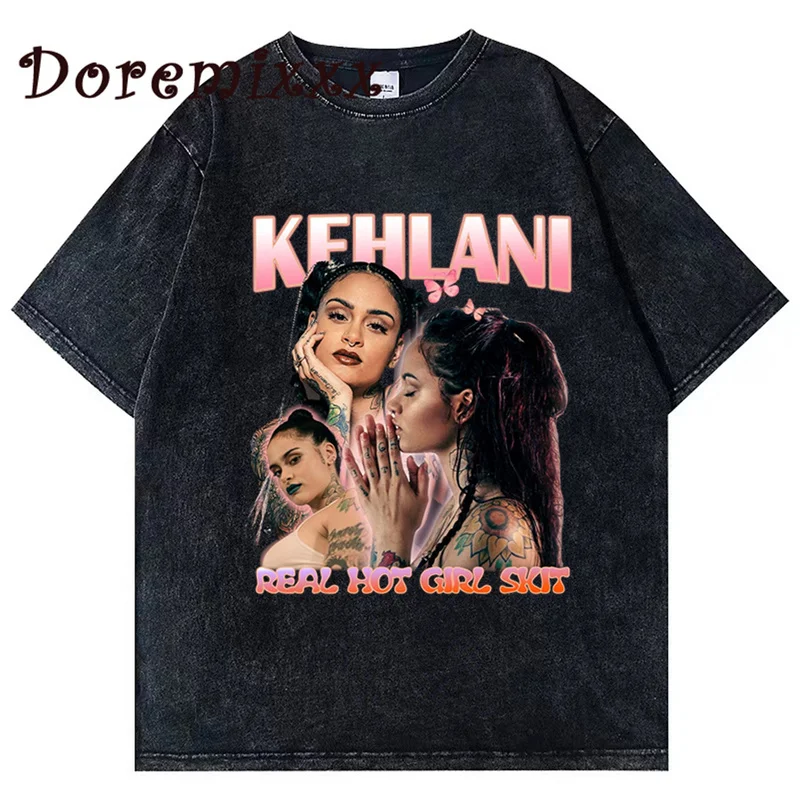 

90s Kehlani Graphic Washed T-shirt Vintage Punk T-shirts Oversize Men Women Hip Hop Harajuku Tee Shirt Streetwear Couples Tops