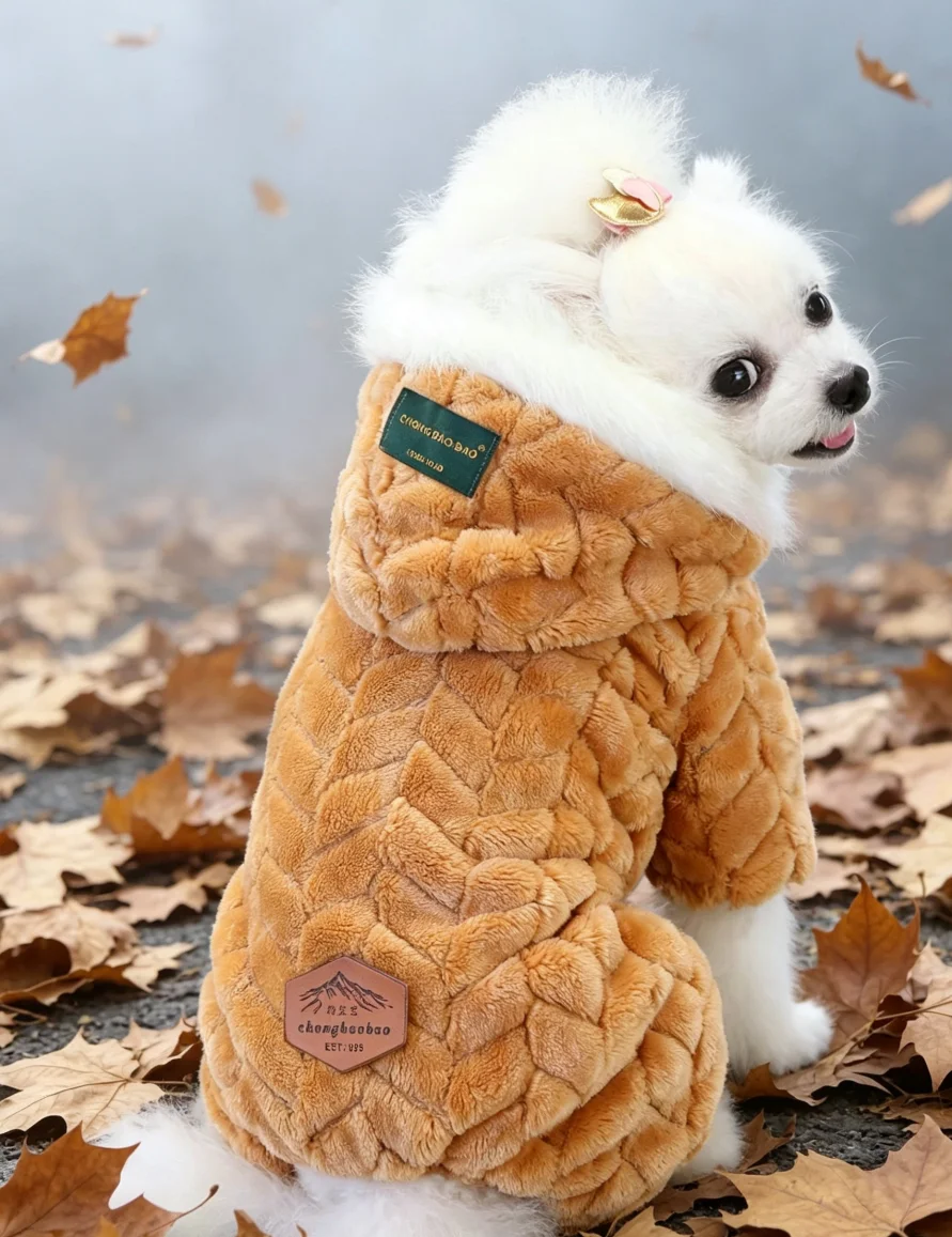 Haustierkleidung, verdickte warme Herbst- und Winteroutfits, Hundekleidung, Tierkostüme, vierbeinige Welpenanzüge, verdickte warme Mäntel – Detail 14