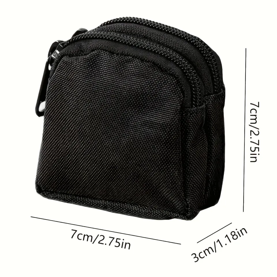 Nylon Double Zipper Pocket Coin Purse Men Tactical Molle Pouch Lightweight Outdoor Small Card Holder Keys Storage Belt Waist Bag - Detail Angle #06
