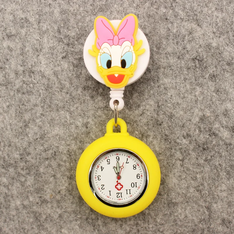 Cartoon Couple Mouse Doctor Nurse Style Cute Bow Mouse Pocket Watch Retractable And With Clip For Men And Women