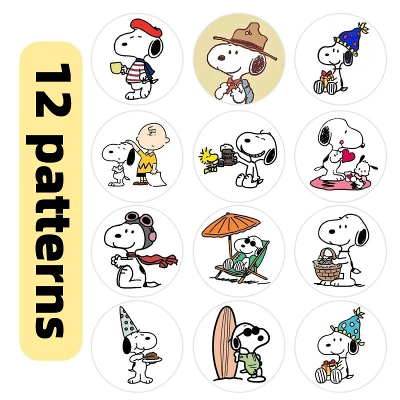 500 Stück/Rolle Snoopy-Aufkleber, 2,5 cm/1,0 Zoll, DIY-Dekor, perfekt zum Lernen von Spielen, Notizbuch, Pad, Kühlschrank, Geschenk, Mv, dekorative Siegeletiketten