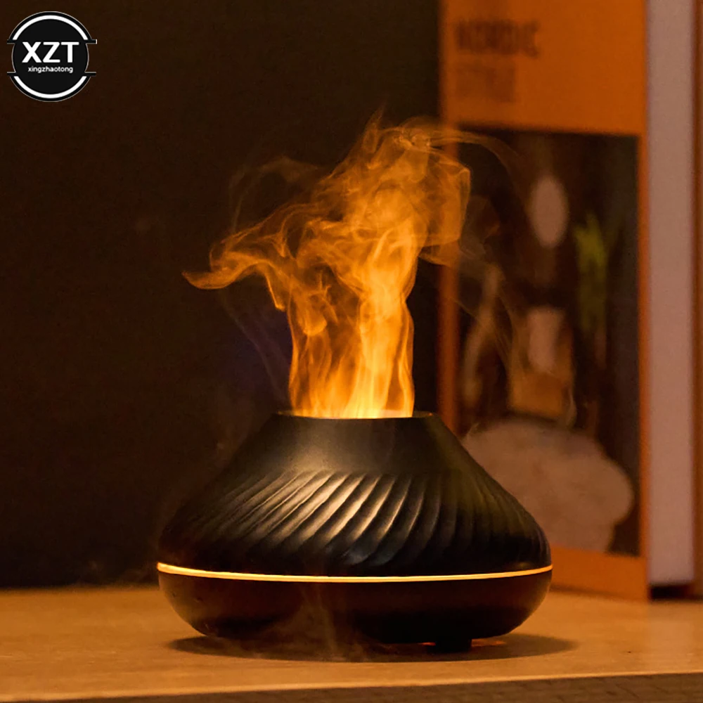 Portable Aroma Diffuser 130ml USB Rechargeable with Color Night Light Fragrance Volcanic Flame Aroma Diffuser Essential Oil Lamp
