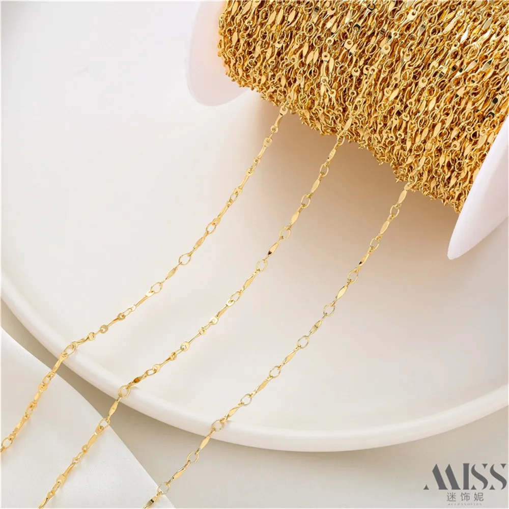 14K Bag Gold Ingot Chain Bone Chain Stick Chain Loose Chain DIY Handmade Bracelet Necklace Jewelry Accessories Material