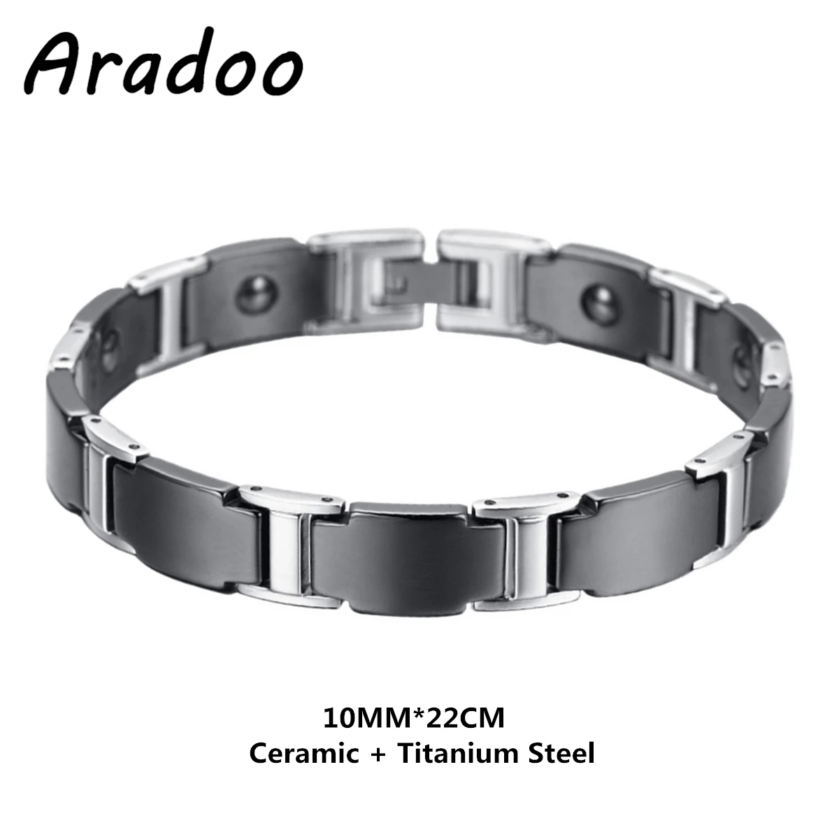 Aradoo Ceramic Titanium Steel Zircon Bracelet Hematite Anti-radiation Fat-burning Men\'s Bracelets