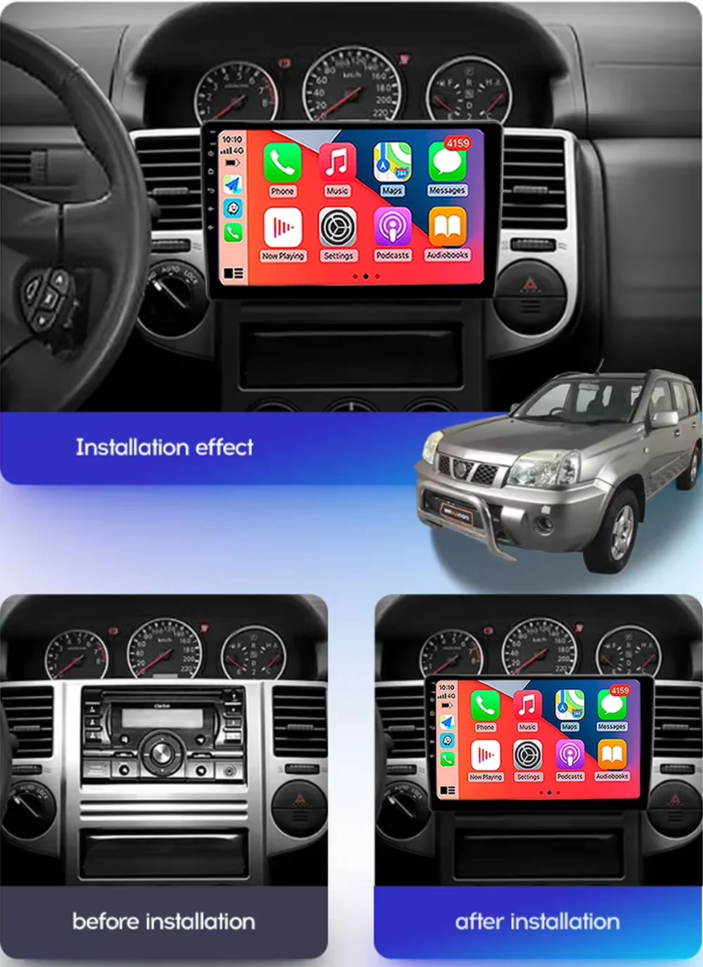Android 16 Car Radio For Nissan X-trail 2003 2004 2005 2006 2007 Multimedia Video Player Navigation Stereo GPS 4G Carplay Auto