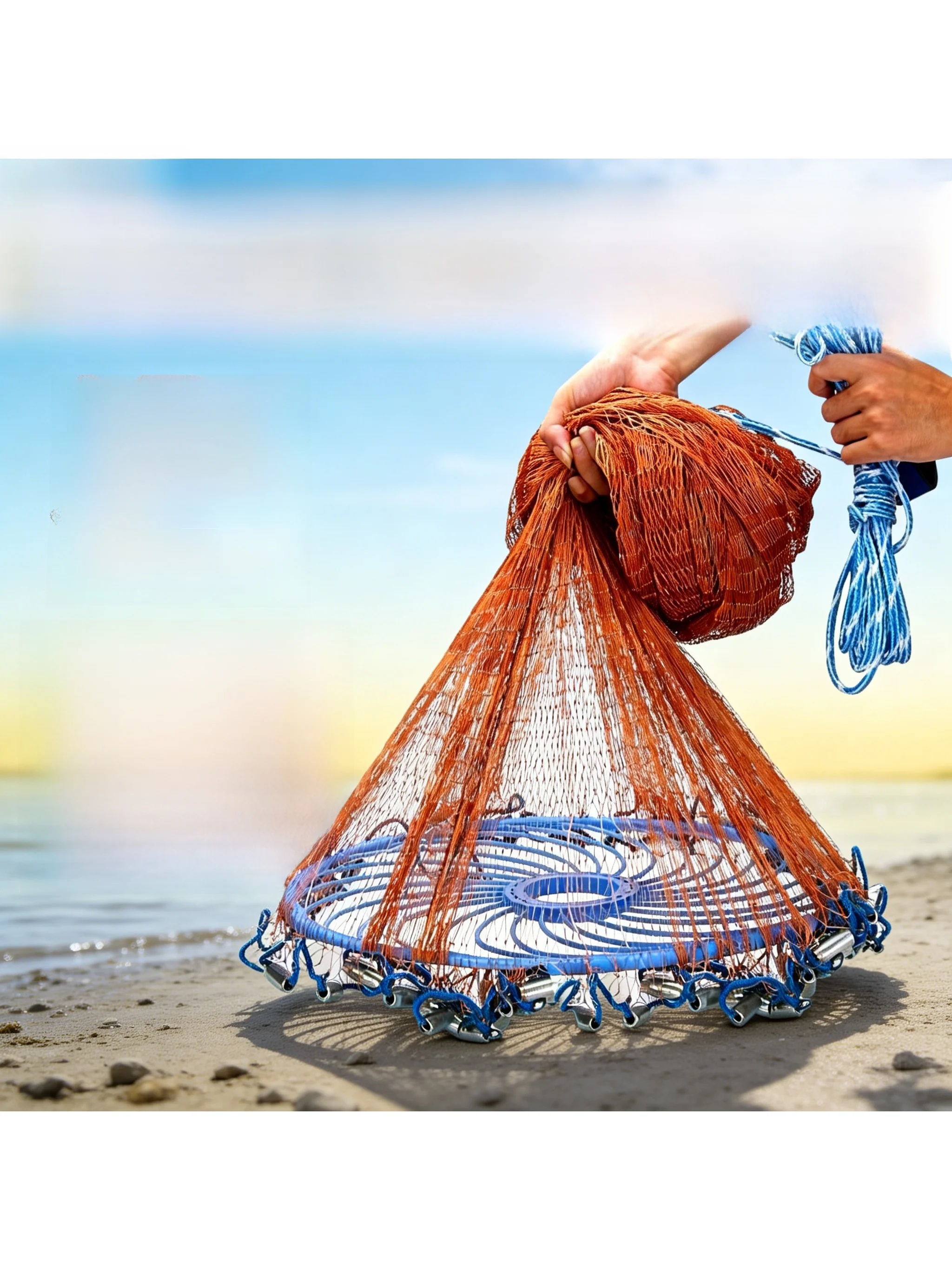 old-style-disk-casting-net-with-iron-chain-weights-for-river-fishing-outdoor-camping-travel-gear-unbranded-chinese-product