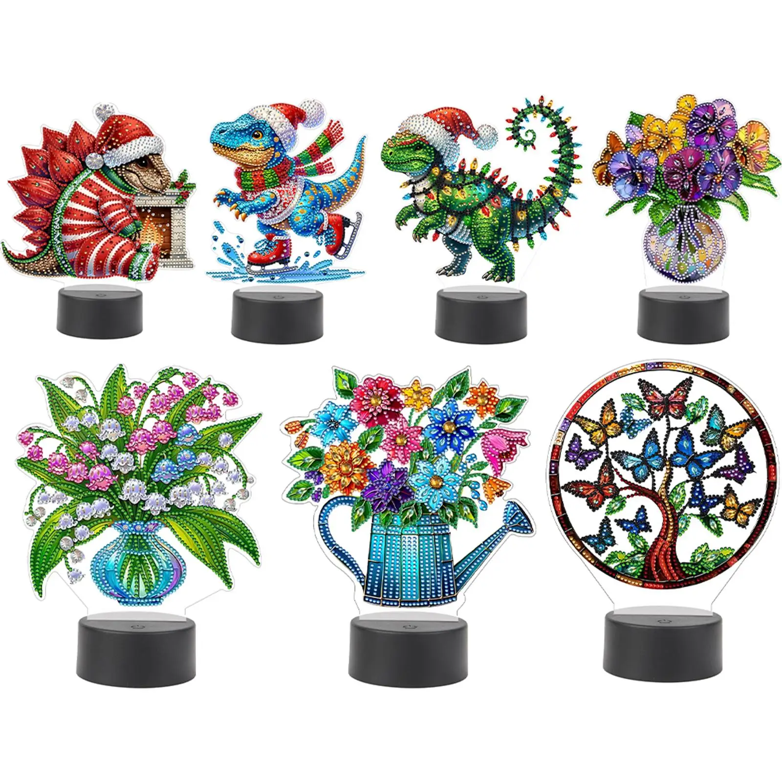 

Acrylic Double Sided Vase Diamond Painting Bedside Lamp Rhinestones LED Light Diamond Painting Night Light for Adults Beginners