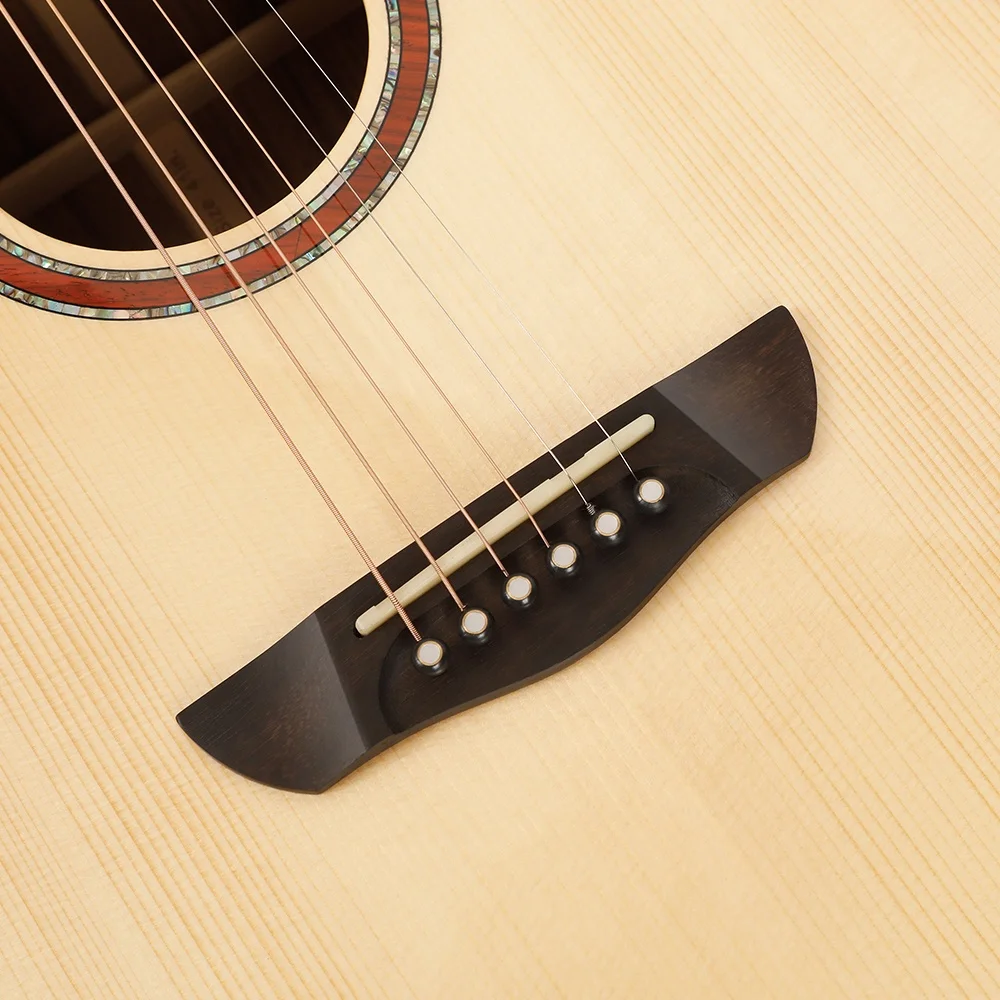 K5 41 Zoll Akustik-Elektro-Gitarre, Massivholz-Decke aus Engelmann-Fichte & Rückseite/Zargen aus Palisander, Hals, Natürliche Oberfläche – Detail 6