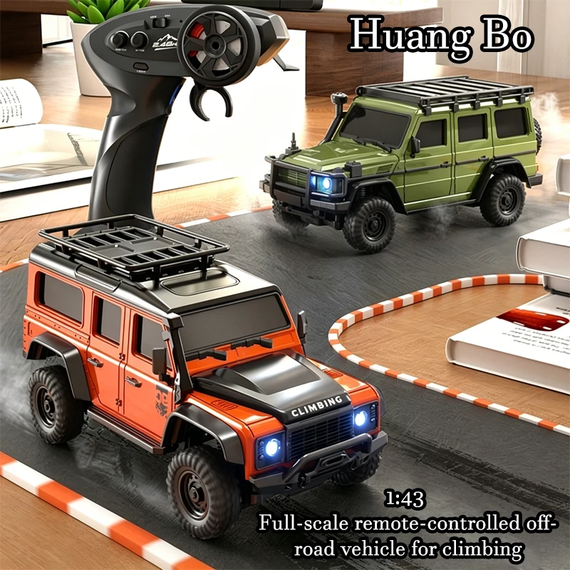 HuangBo R43 RC Car 1/43 Full-scale Remote-Control Climbing Off-road Vehicle Model Desktop Mini Quad-Ride Electric Boy Toy Gift