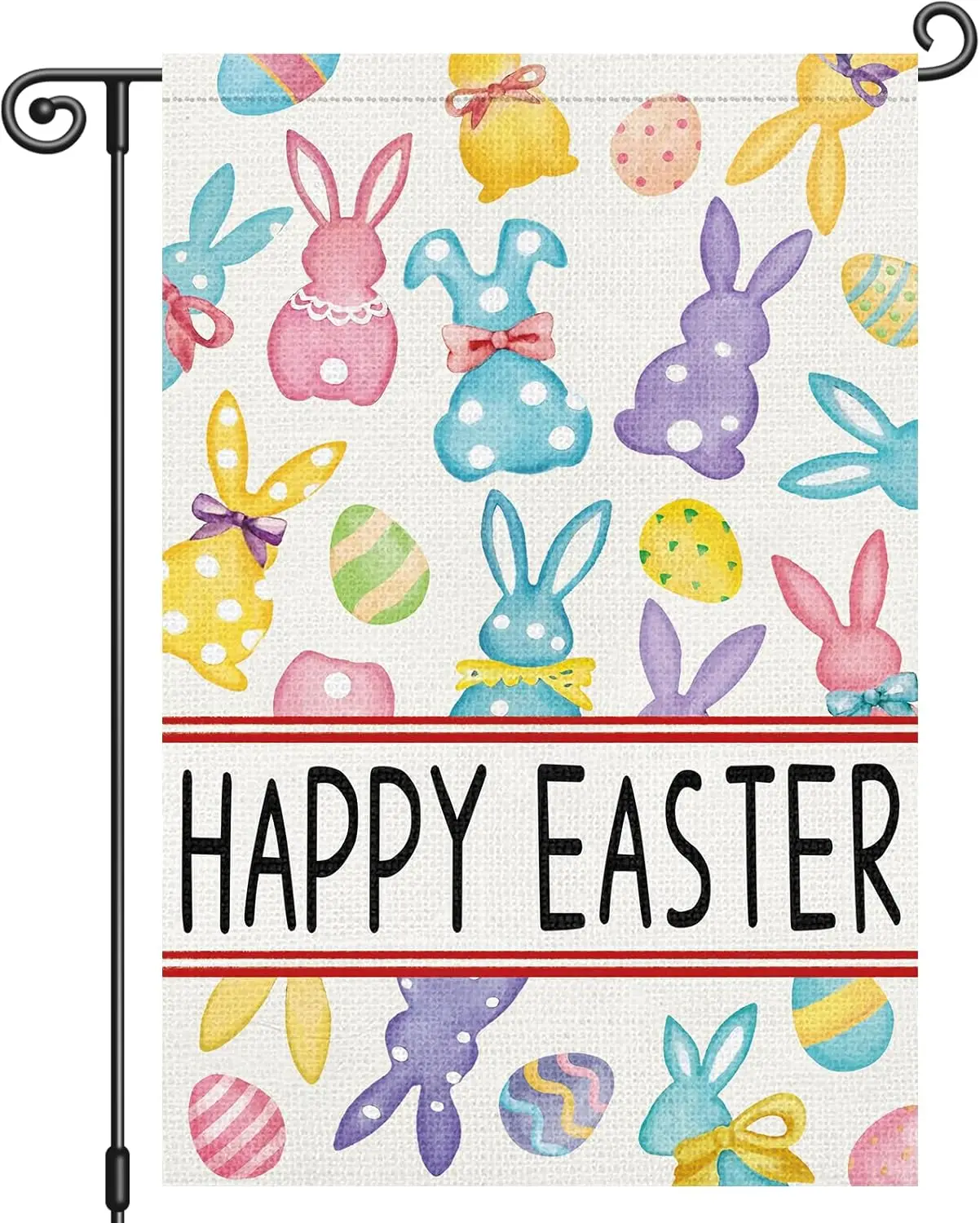 Louise Maelys Happy Easter Garden Flag Bunny Rabbit Easter Egg Double Sided 12x18 Inch Small Floral Burlap Welcome Spring Ho zzo