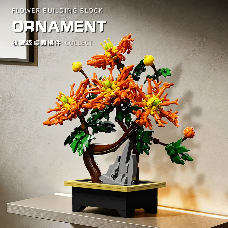 

Preserved Cotton Rose Dragon Claw Mum Building Blocks Exquisite Decorative House Ornaments DIY Potted Plant Girl Gifts