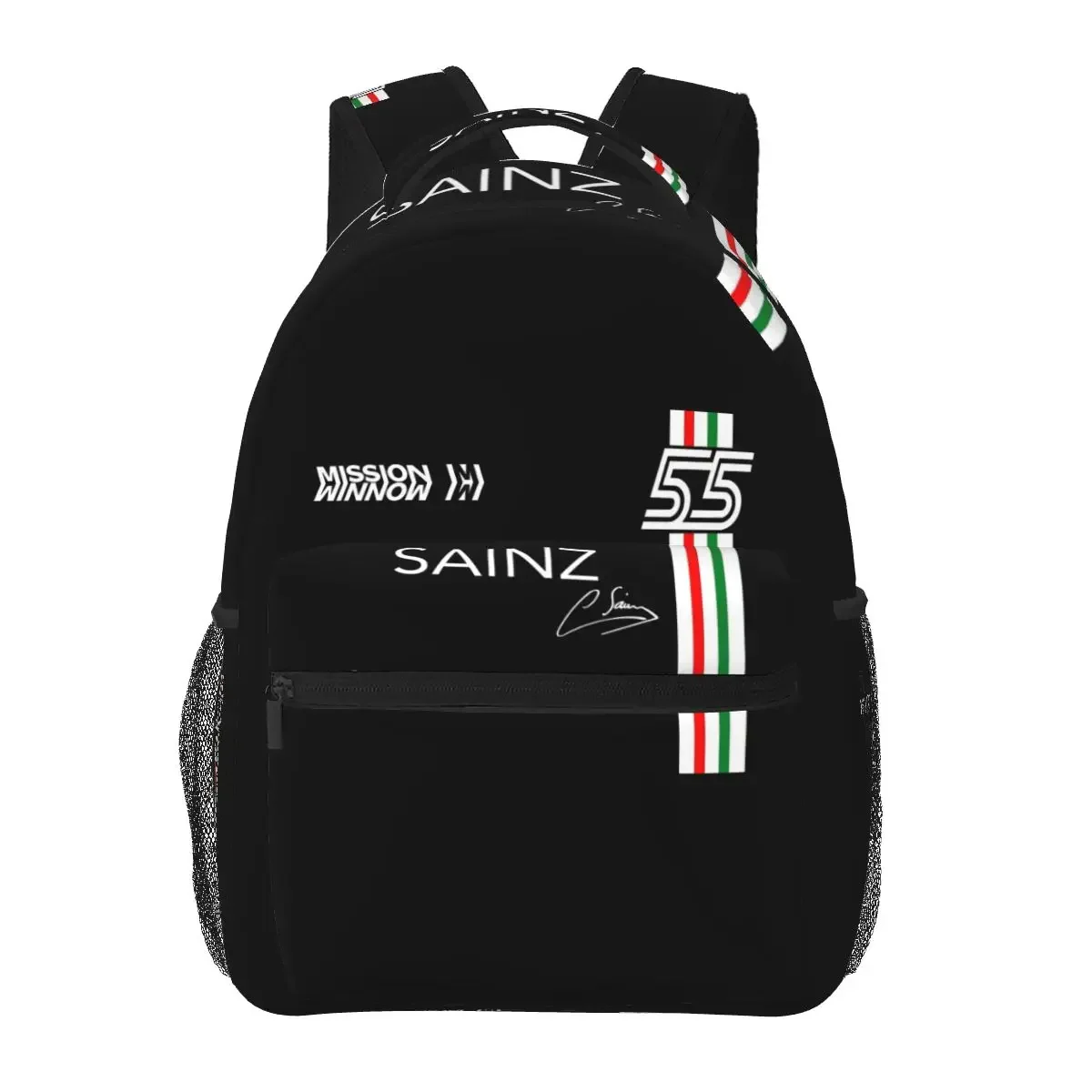 カルロス-サインツ-jr-f1-シグネチャー-グラフィック-ダーク-バックパック-ボーイズ-ガールズ-ブックバッグ-子供-スクールバッグ-ラップトップ-リュックサック-ショルダーバッグ