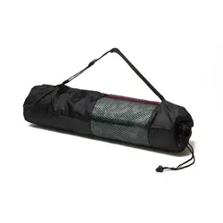 Bolsa deportiva transpirable y portátil para esterilla de Yoga, bolsa de almacenamiento de malla de transporte con correas de hombro ajustables, se adapta a la mayoría de esterillas de Yoga, color negro