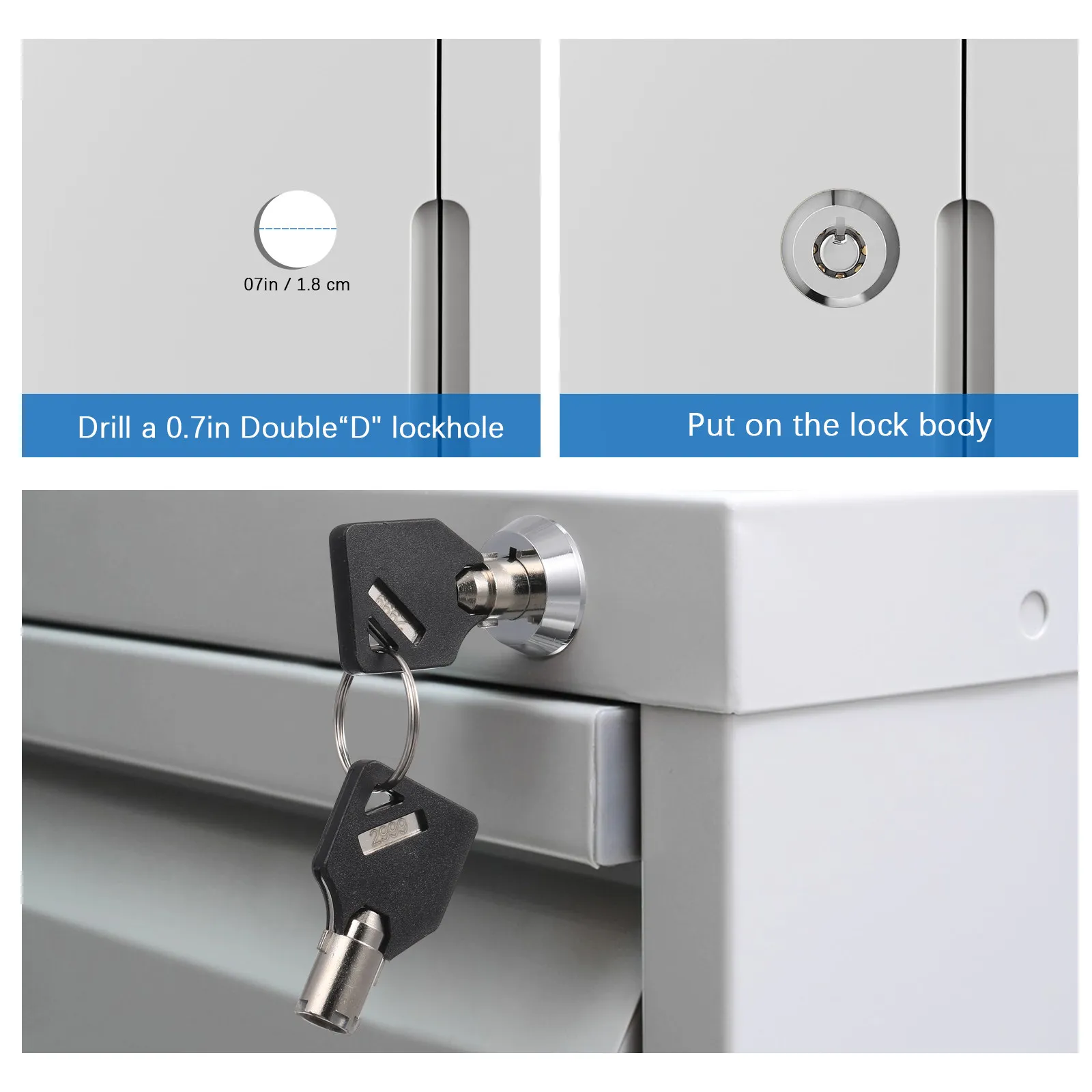 Tubular Lock for Cabinet Door Drawer File Cabinet Cam Locks Rv Storage Toolbox Mailbox Security Lock with Keys Zinc Alloy