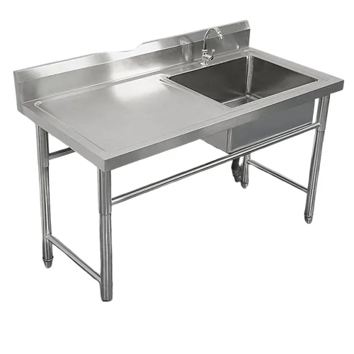 

Commercial, stainless steel kitchen sink with platform, household sink