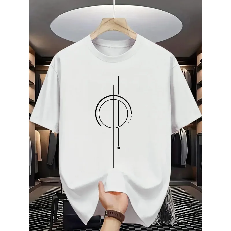 2026 Neues Minimalistisches Abstraktes Grafik-T-Shirt für Herren Lässige Streetwear Kurzarm Baumwoll-Oberteil – Detail 6